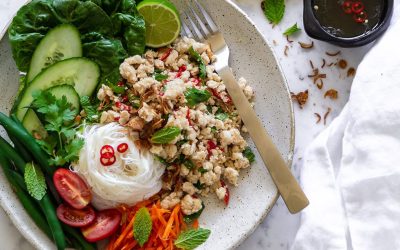 Spicy Chicken Larb Salad with Vermicelli Noodles