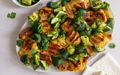 Coconut Curry Chicken Thighs with Smashed Cucumber Salad