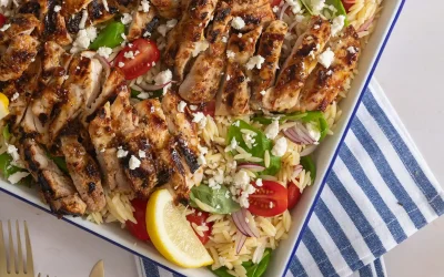Honey Mustard Chicken Thighs with Orzo Salad