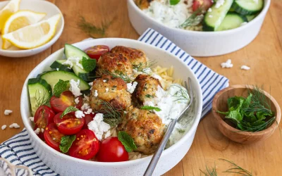 Greek Chicken Meatball Bowls