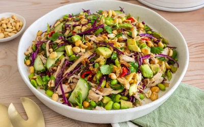 Chicken Crispy Rice Salad with Sesame Ginger Dressing