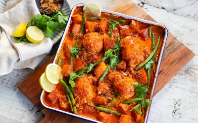 Red Curry Chicken and Pumpkin Tray Bake 