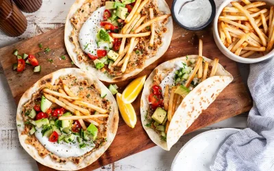 Smashed Chicken Gyros Tacos